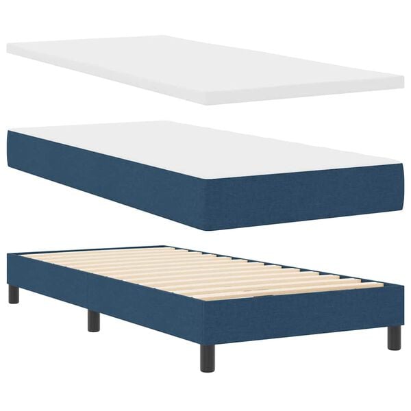 vidaXL Lit &agrave; ressorts avec matelas Bleu 200 x 140 cm Polyester