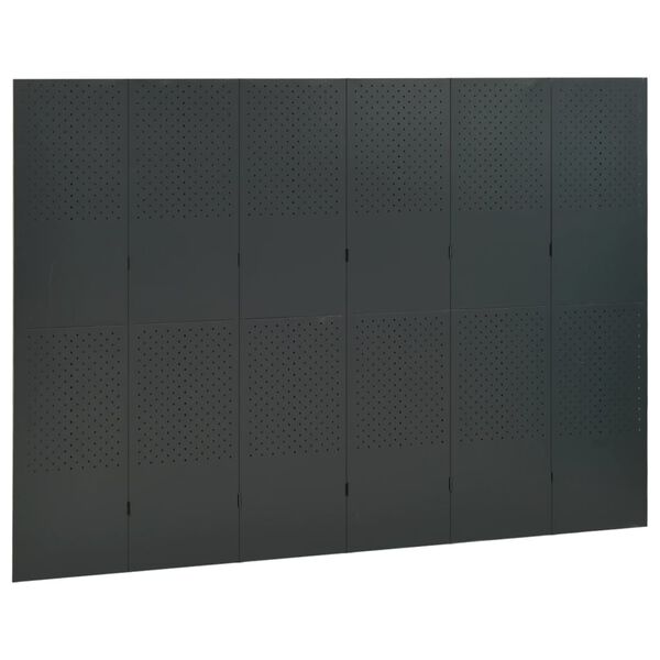 vidaXL Cloison de s&eacute;paration 6 panneaux Anthracite 240x180 cm Acier