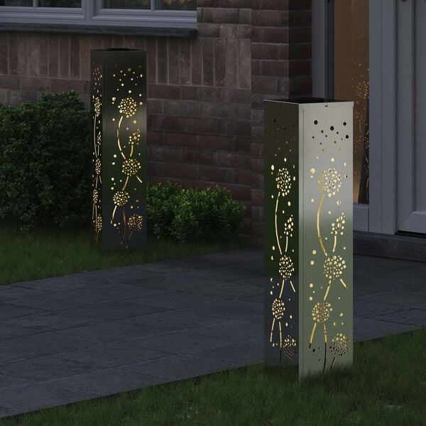 vidaXL Lumi&egrave;re de chemin LED solaire 2 pcs Rouill&eacute; Galvanis&eacute;