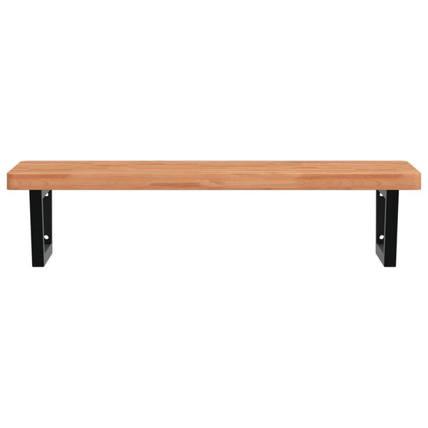 vidaXL &Eacute;tag&egrave;re de vasque murale acier et bois massif de h&ecirc;tre