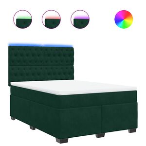 vidaXL Sommier &agrave; lattes de lit et matelas Vert fonc&eacute; 140x190cm Velours