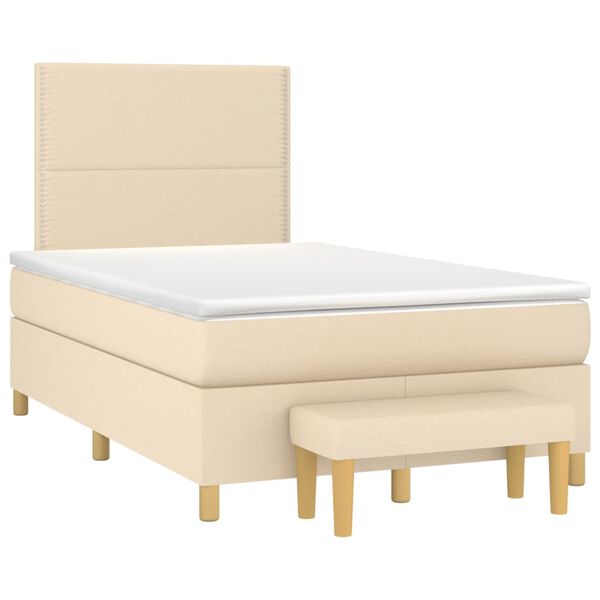 vidaXL Sommier &agrave; lattes de lit avec matelas Cr&egrave;me 120x200 cm Tissu