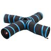 vidaXL Tunnel pour chats &agrave; 4 voies Noir et bleu 25 cm Polyester