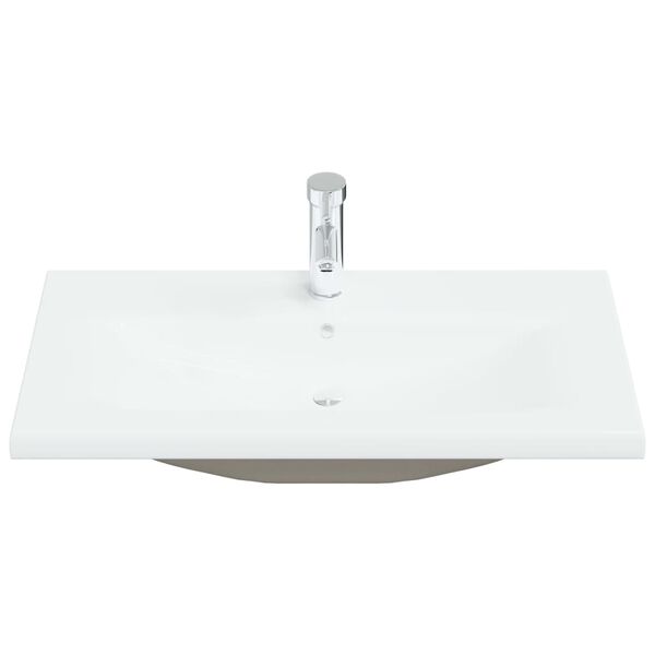 vidaXL Lavabo encastr&eacute; avec robinet 81x39x18 cm c&eacute;ramique blanc