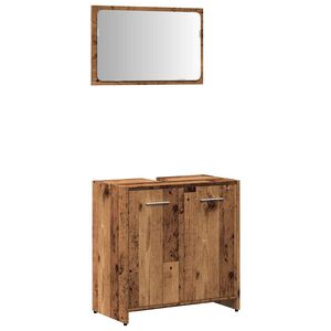 vidaXL Armoire de salle de bain et miroir vieux bois bois d'ing&eacute;nierie
