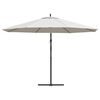 vidaXL Parasol de jardin en porte-&agrave;-faux 3,5 m blanc sable
