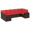 vidaXL Ensemble de canap&eacute; de jardin 7 pcs avec coussins marron r&eacute;sine tress&eacute;e