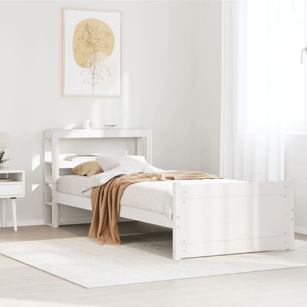 vidaXL Cadre de lit avec tête de lit sans matelas blanc 75x190 cm