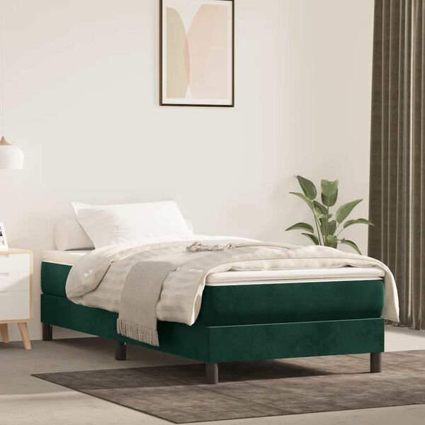 vidaXL Sommier &agrave; lattes de lit et matelas Vert fonc&eacute; 120x200cm Velours