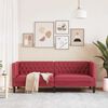 vidaXL Canapé à 3 places Chesterfield rouge bordeaux similicuir