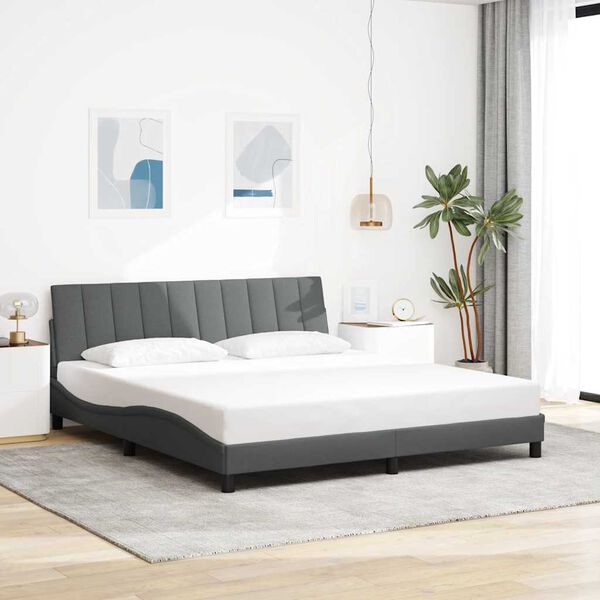 vidaXL Cadre de lit sans matelas Hanko gris fonc&eacute; 180x200 cm tissu