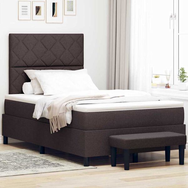 vidaXL Lit &agrave; ressorts avec matelas Marron fonc&eacute; 120 x 200 cm tissu