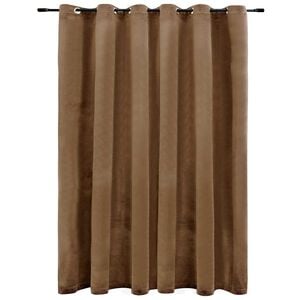 vidaXL Rideau occultant avec anneaux en m&eacute;tal Velours Beige 290x245 cm