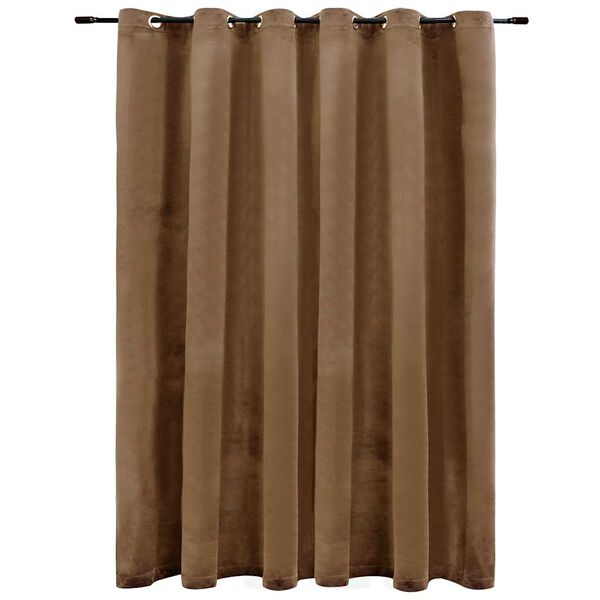 vidaXL Rideau occultant avec anneaux en m&eacute;tal Velours Beige 290x245 cm
