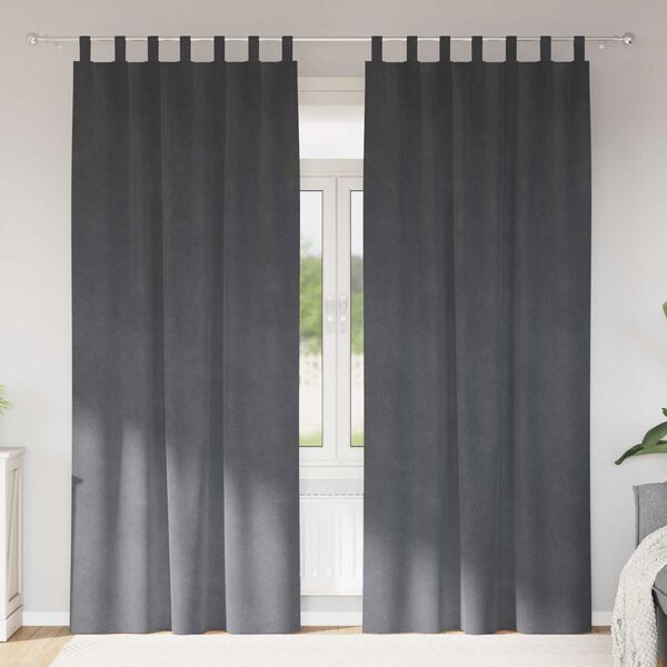 vidaXL Rideaux occultants 2 pcs Gris clair 140 x 245 cm Velours