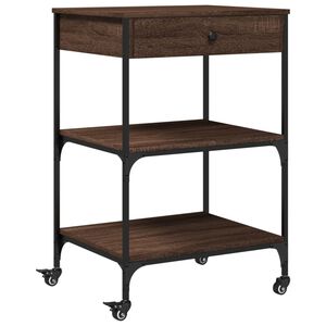 vidaXL Chariot de cuisine ch&ecirc;ne marron 60x48x89,5 cm bois d'ing&eacute;nierie