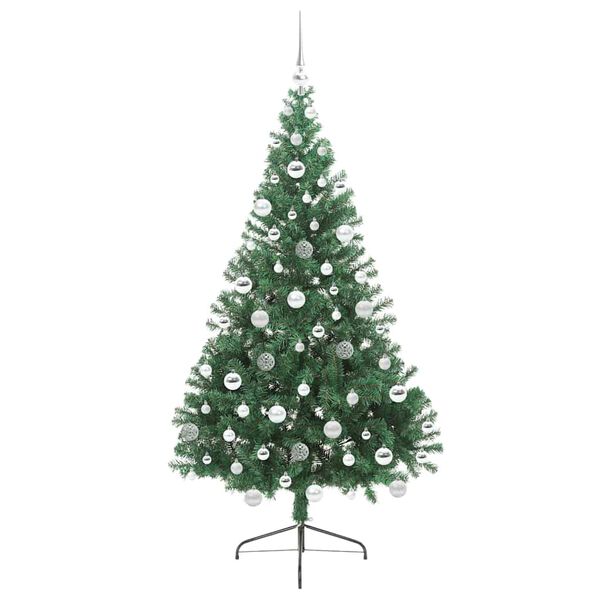 vidaXL Sapin de No&euml;l artificiel pr&eacute;-&eacute;clair&eacute; Vert 180 cm PVC