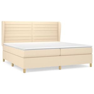 vidaXL Sommier &agrave; lattes de lit avec matelas Cr&egrave;me 200x200 cm Tissu