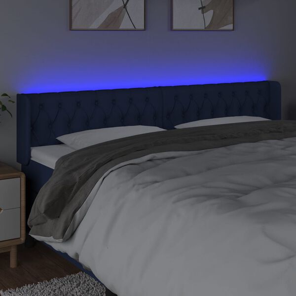 vidaXL Tête de lit à LED Bleu 183x16x78/88 cm Tissu