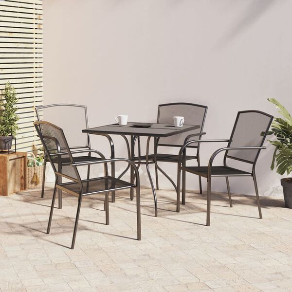 vidaXL Ensemble à manger de jardin 5 pcs anthracite acier