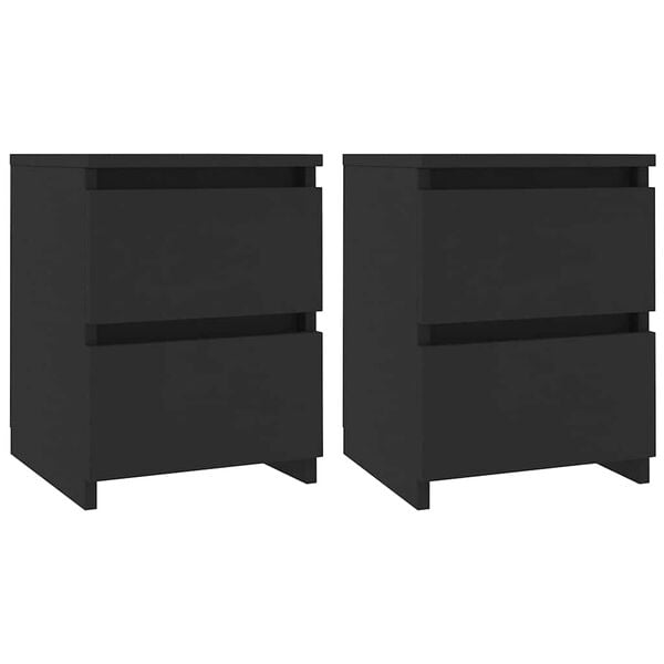 vidaXL Tables de chevet 2 pcs Noir 30x30x40 cm Bois d'ing&eacute;nierie