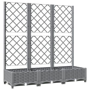 vidaXL Jardini&egrave;re avec treillis Gris clair 120x40x121,5 cm PP
