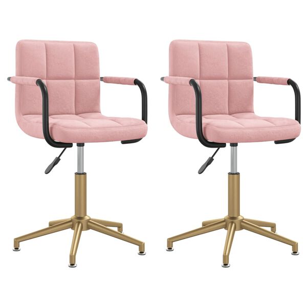 vidaXL Chaises pivotantes &agrave; manger lot de 2 rose velours