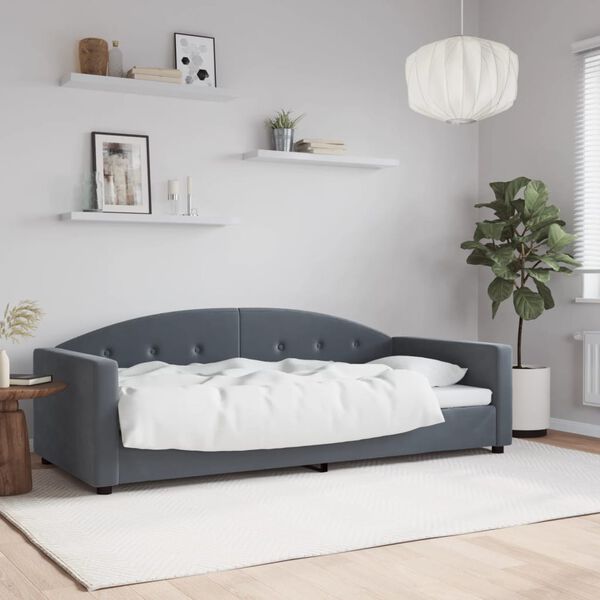 vidaXL Lit de repos sans matelas gris fonc&eacute; 90x200 cm velours