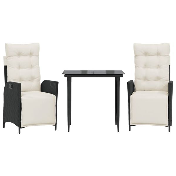 vidaXL Ensemble à manger de jardin coussins 5pcs Noir Résine tressée