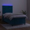 vidaXL Sommier &agrave; lattes de lit matelas LED Bleu fonc&eacute; 80x200cm Velours