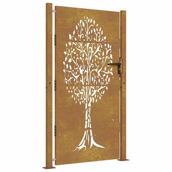 vidaXL Portail de jardin 100x175 cm en acier Corten avec motif arbre