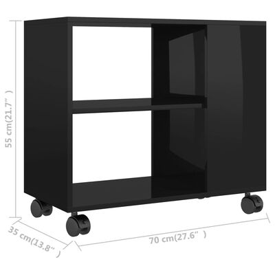 vidaXL Table d'appoint Noir brillant 70x35x55 cm Bois d'ingénierie