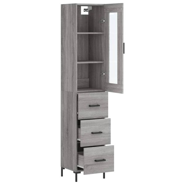 vidaXL Buffet haut Sonoma gris 34,5x34x180 cm Bois d'ing&eacute;nierie