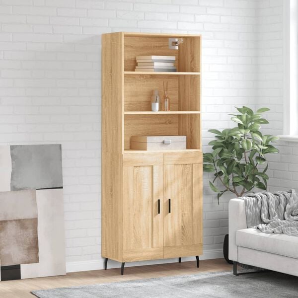 vidaXL Buffet haut Chêne sonoma 69,5x34x180 cm Bois d'ingénierie