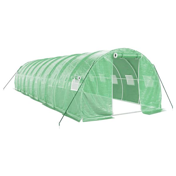 vidaXL Serre avec cadre en acier vert 30 m² 10x3x2 m