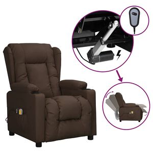 vidaXL Fauteuil de massage &eacute;lectrique Marron Similicuir