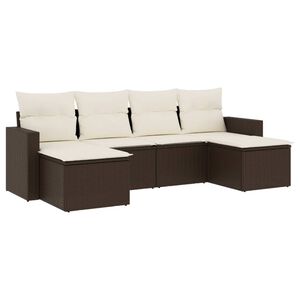 vidaXL Salon de jardin avec coussins 6 pcs marron r&eacute;sine tress&eacute;e