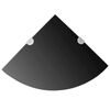 vidaXL &Eacute;tag&egrave;res d'angle 2 pcs et supports chrom&eacute;s Verre Noir 35x35 cm
