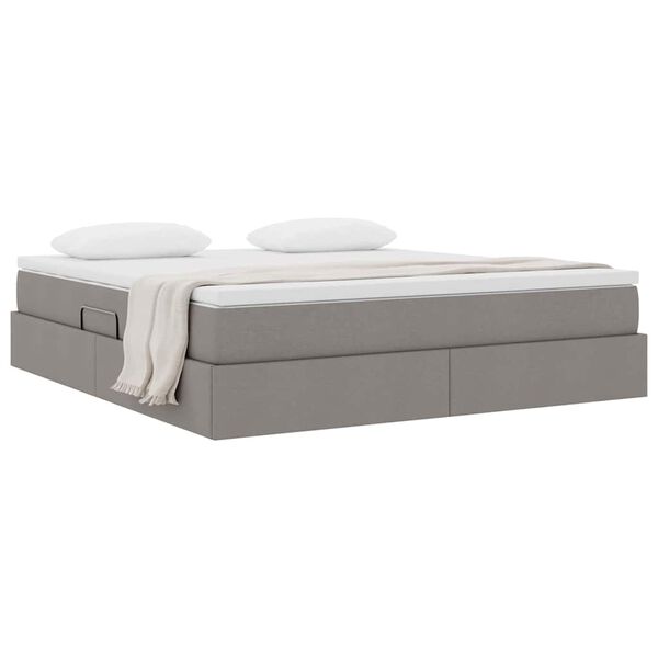 vidaXL Lit avec rangement et matelas Taupe 160 x 200 cm Polyester