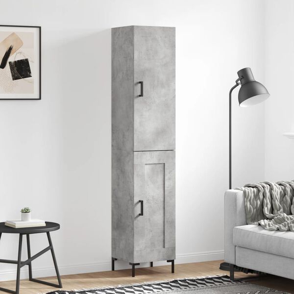 vidaXL Buffet haut Gris b&eacute;ton 34,5x34x180 cm Bois d'ing&eacute;nierie