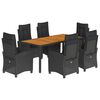vidaXL Ensemble &agrave; manger de jardin coussins 7pcs Noir R&eacute;sine tress&eacute;e