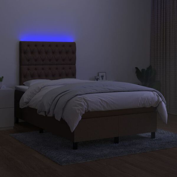 vidaXL Sommier &agrave; lattes de lit matelas et LED marron fonc&eacute; 120x190 cm
