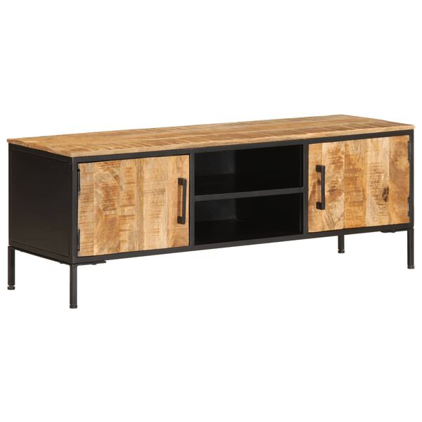 vidaXL Meuble TV 110x35x40 cm bois massif de manguier brut