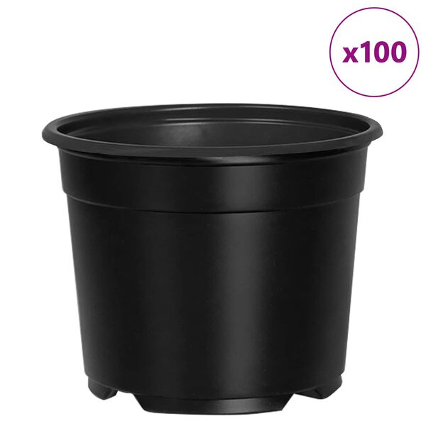 vidaXL Pot &agrave; fleurs 100 pcs Noir &Oslash; 15 x 12,5 cm Plastique
