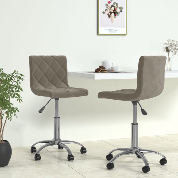 vidaXL Chaises pivotantes &agrave; manger lot de 2 Gris clair Velours