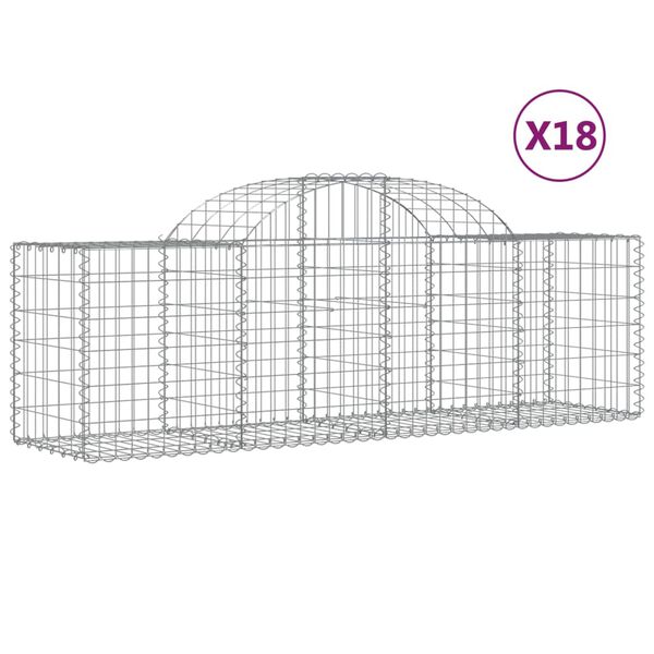 vidaXL Paniers à gabions arqués 18 pcs 200x50x60/80 cm fer galvanisé