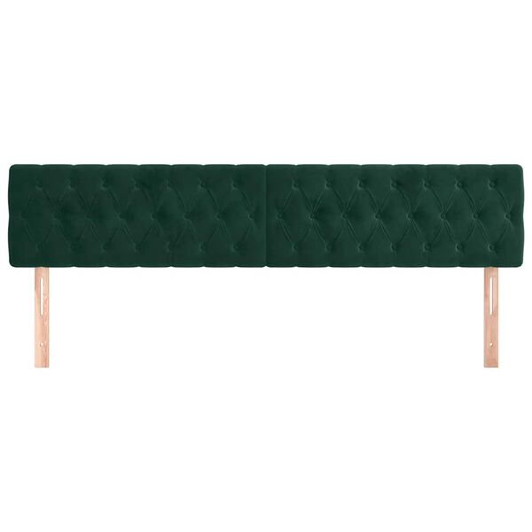 vidaXL T&ecirc;tes de lit 2 pcs Vert fonc&eacute; 100x7x78/88 cm Velours