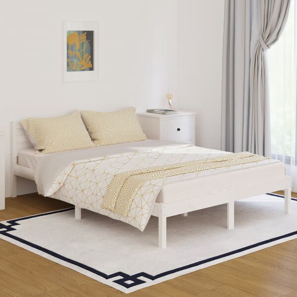 vidaXL Cadre de lit sans matelas bois de pin massif 140x200 cm blanc