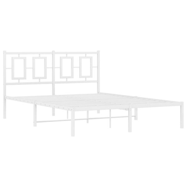 vidaXL Cadre de lit m&eacute;tal sans matelas et t&ecirc;te de lit blanc 140x200 cm