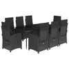 vidaXL Ensemble &agrave; manger de jardin 9pcs coussins noir r&eacute;sine tress&eacute;e
